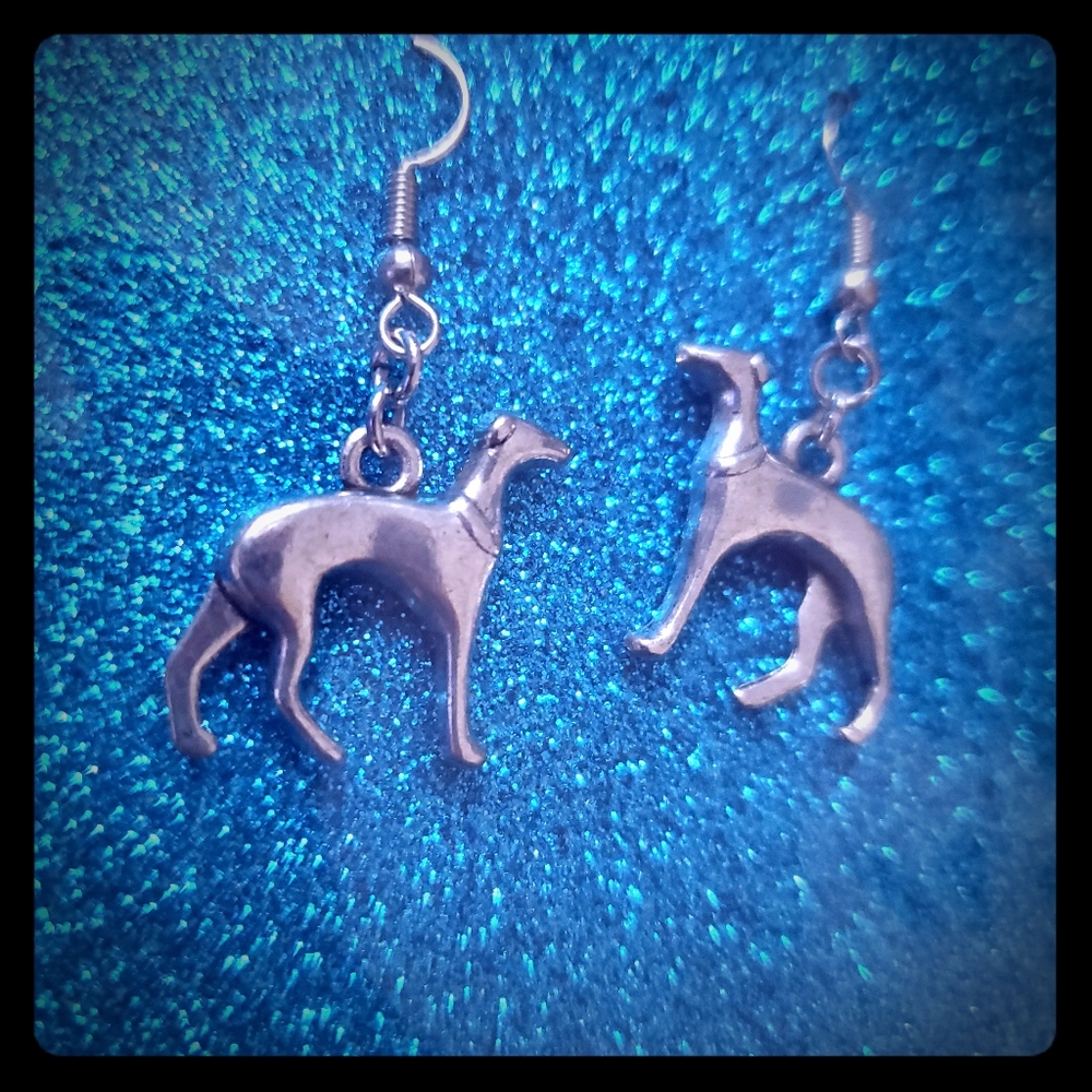 Cute Greyhound whippet dog Earrings